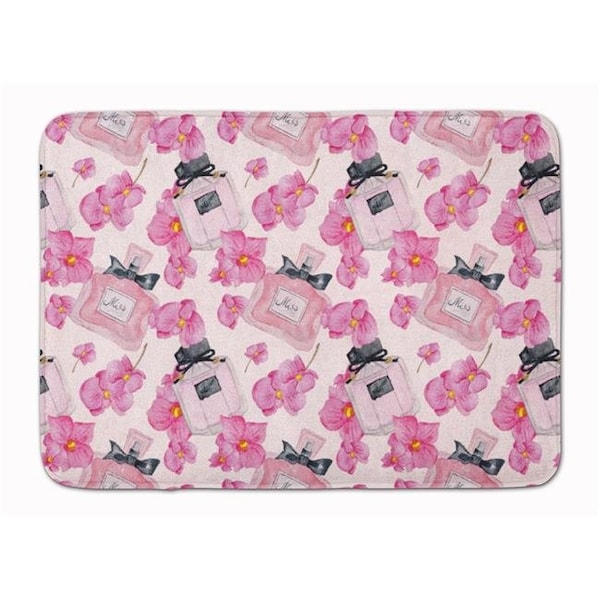 Carolines Treasures BB7510RUG Watercolor Pink Flowers & Perfume Machine Washable Memory Foam Mat BB7510RUG - main